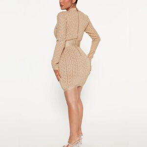 Abu Dhabi Bandage Mini Dress - Gold Size Large NWT
